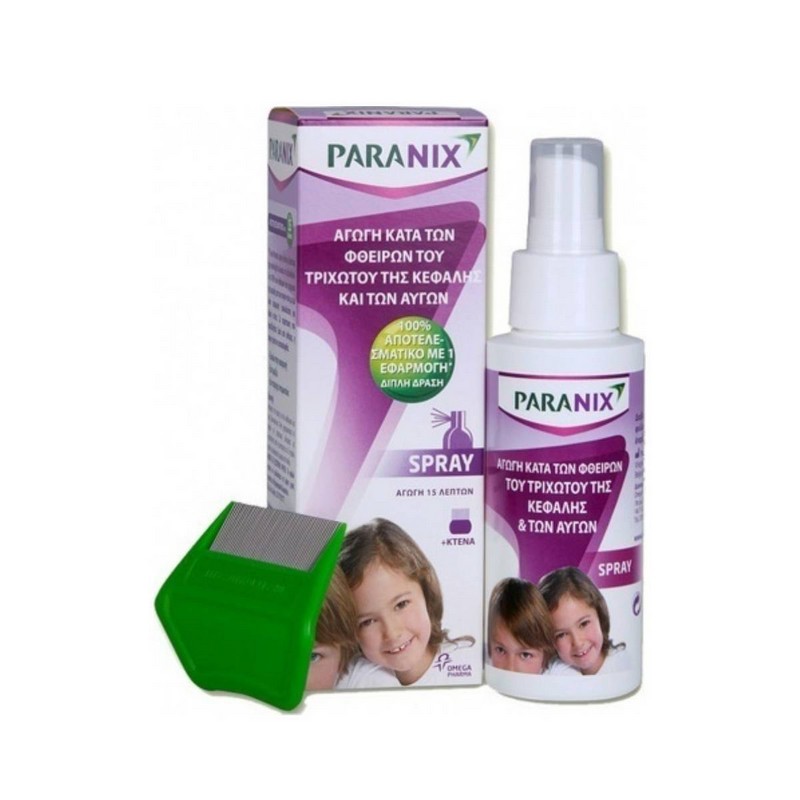 Paranix Spray Αγωγή Κατά των Φθειρών του Τριχωτού της Κεφαλής και των Αυγών 100ml + Κτένα